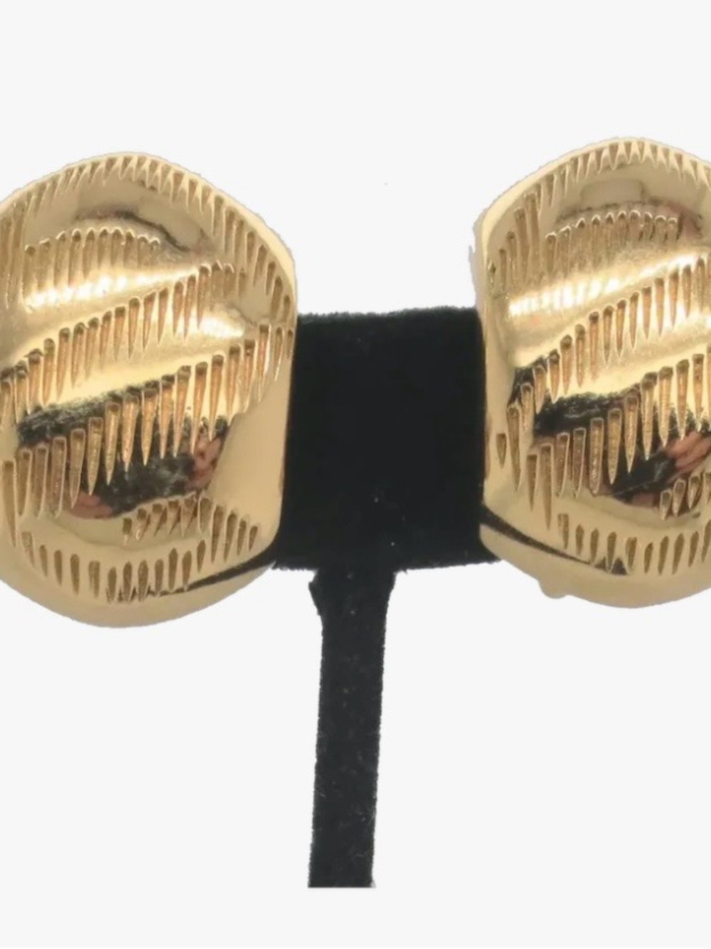 Dior Gold Ribbed Dome Clip-On Earrings
